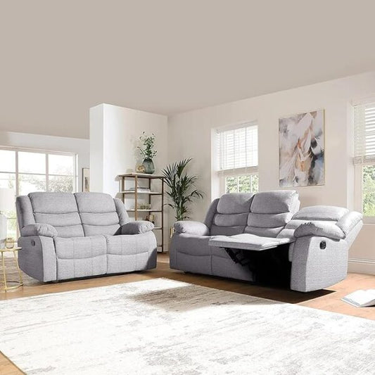 Manual Grey Recliner Sofa Set