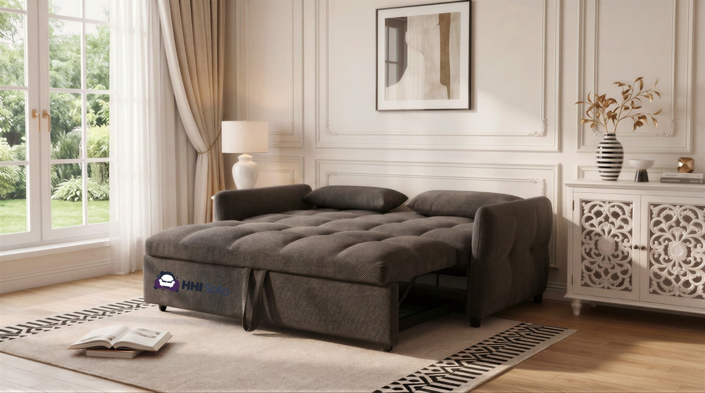 3-Seater Pull-Out Fabric Sofa Bed with Cushions