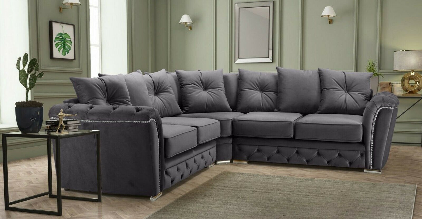 5 Seater Plush Fabric Corner Sofa