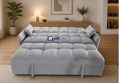 3-Seater Pull-Out Fabric Sofa Bed with Cushions