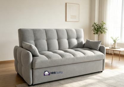 3-Seater Pull-Out Fabric Sofa Bed with Cushions