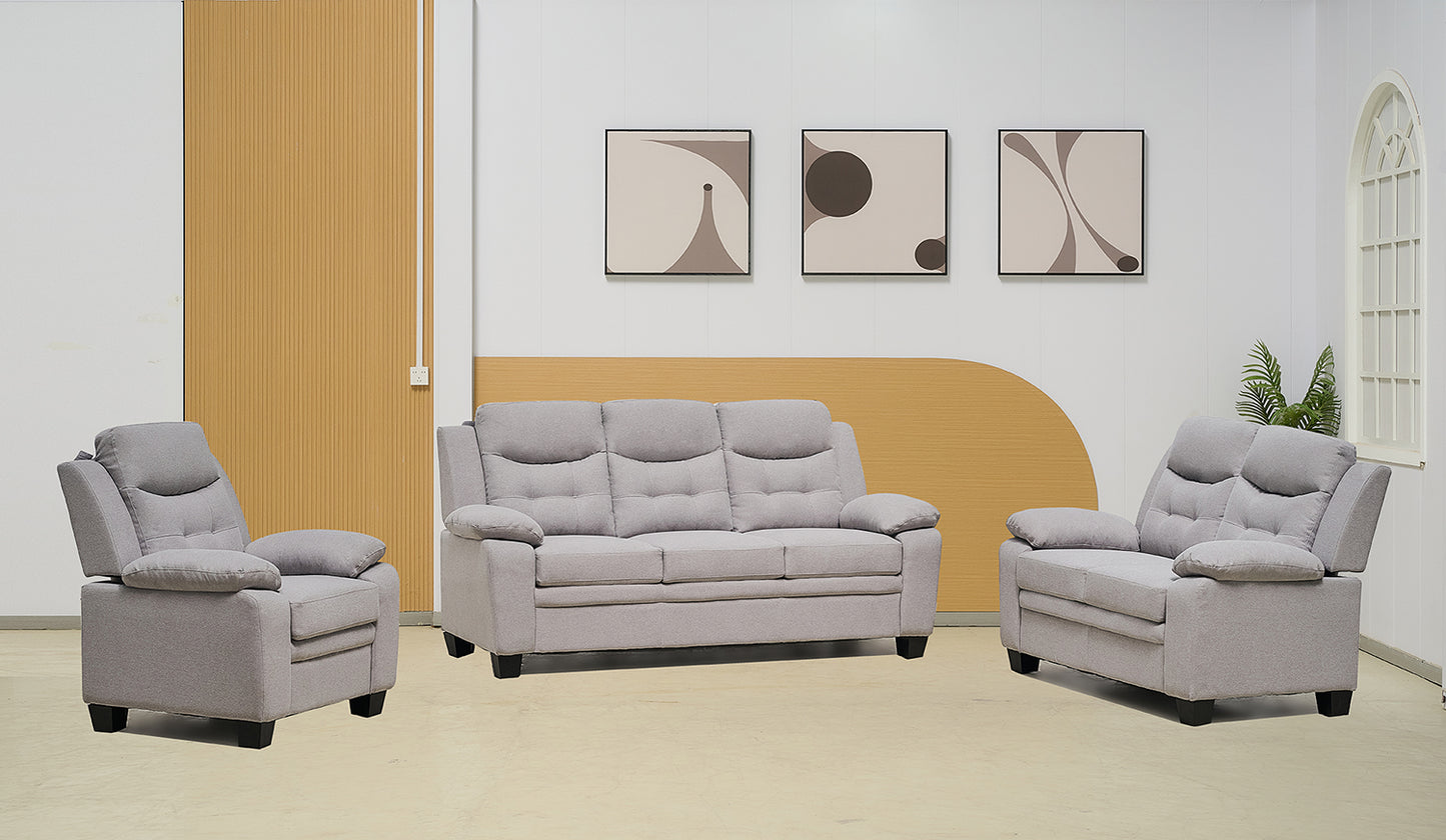 Stationary Suede Light Grey Fabric Sofa