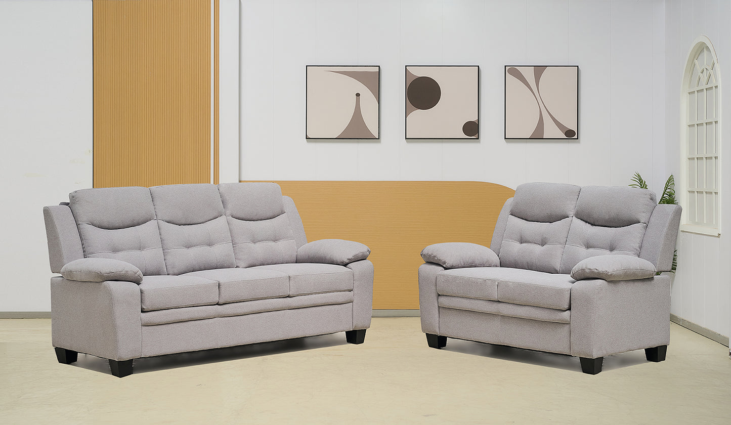 Stationary Suede Light Grey Fabric Sofa