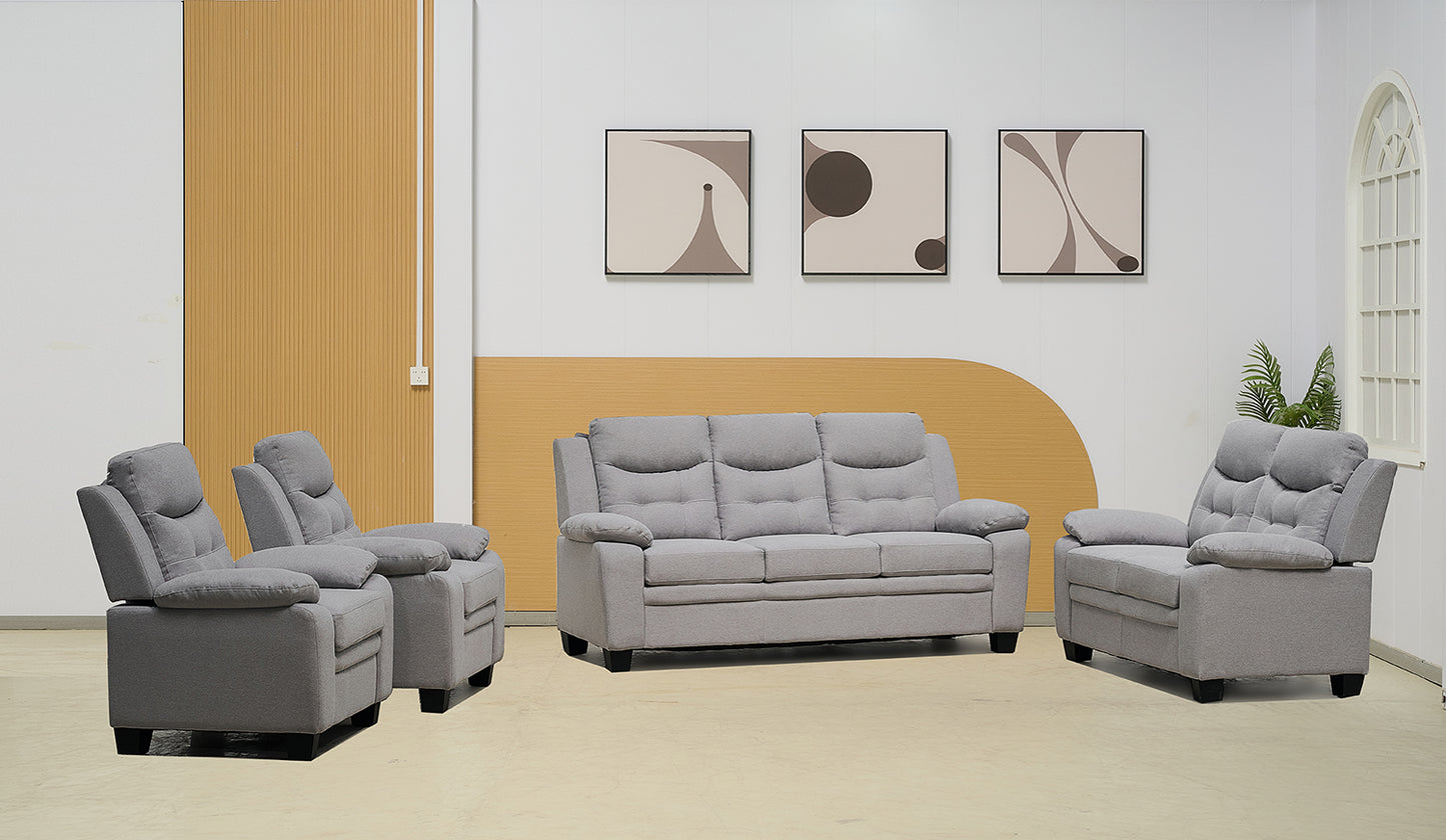 Stationary Suede Light Grey Fabric Sofa