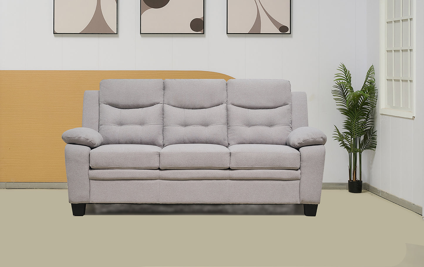 Stationary Suede Light Grey Fabric Sofa