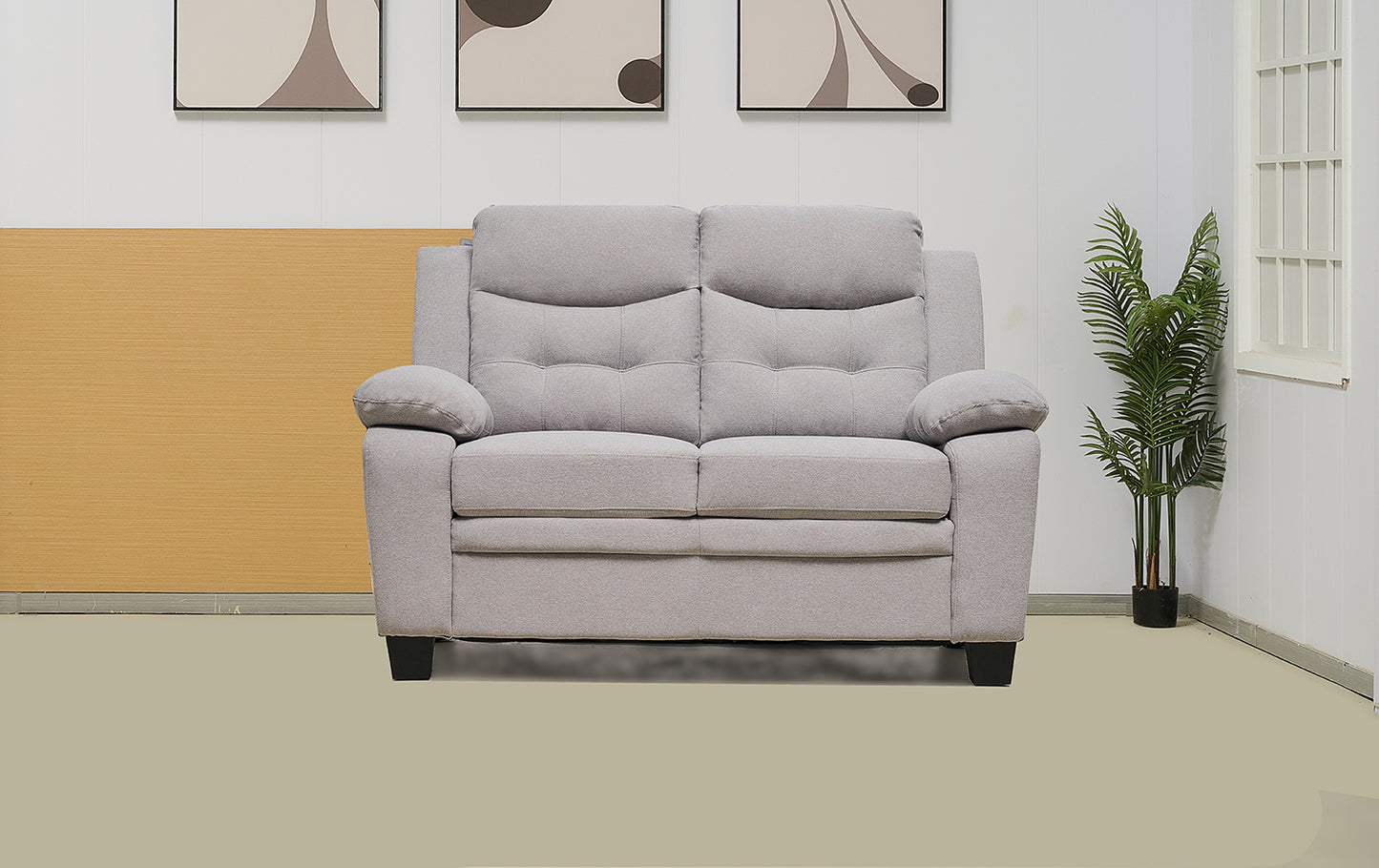 Stationary Suede Light Grey Fabric Sofa