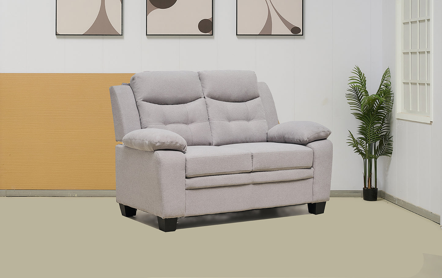 Stationary Suede Light Grey Fabric Sofa