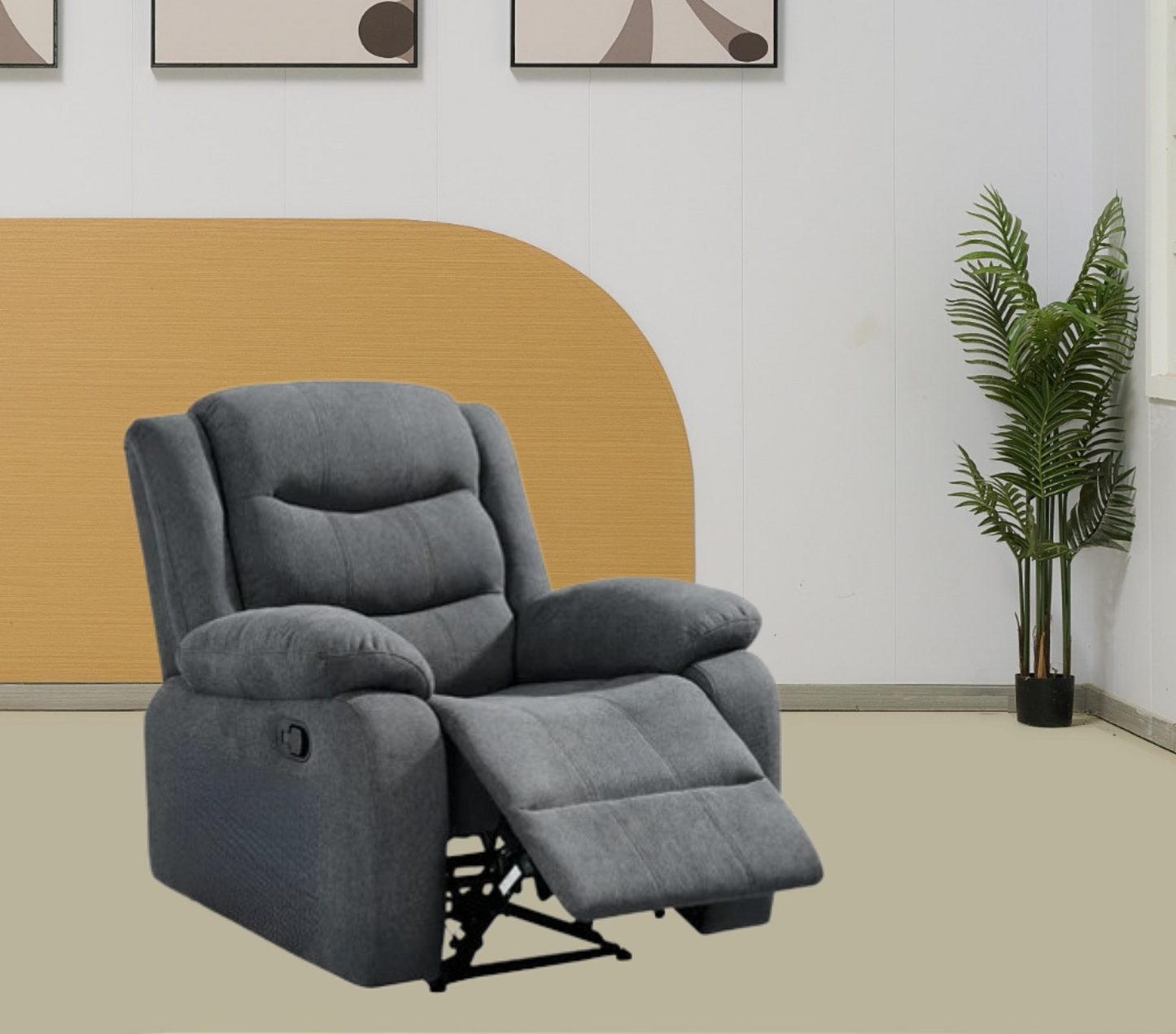 Manual Grey Recliner Sofa Set