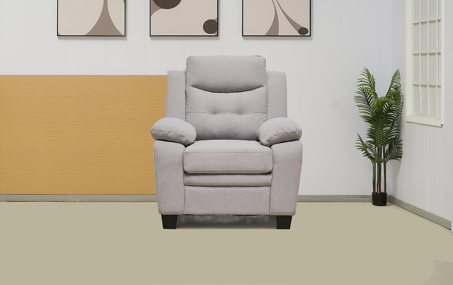 Stationary Suede Light Grey Fabric Sofa
