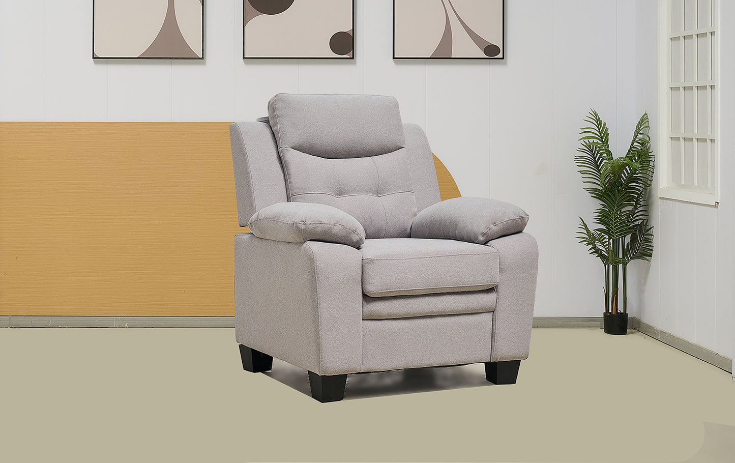 Stationary Suede Light Grey Fabric Sofa