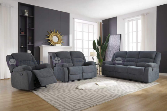 Manual Grey Recliner Sofa Set