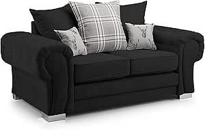 Black Suede Fabric Sofa Set