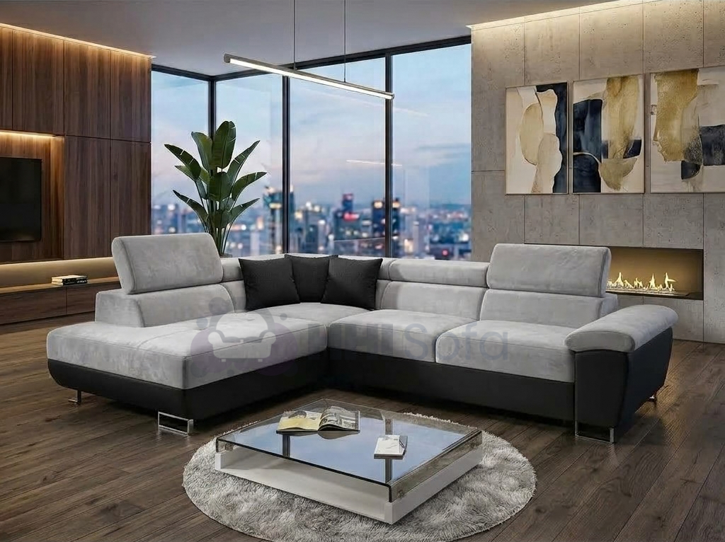 Anton Black & Grey Fabric Sofa Bed