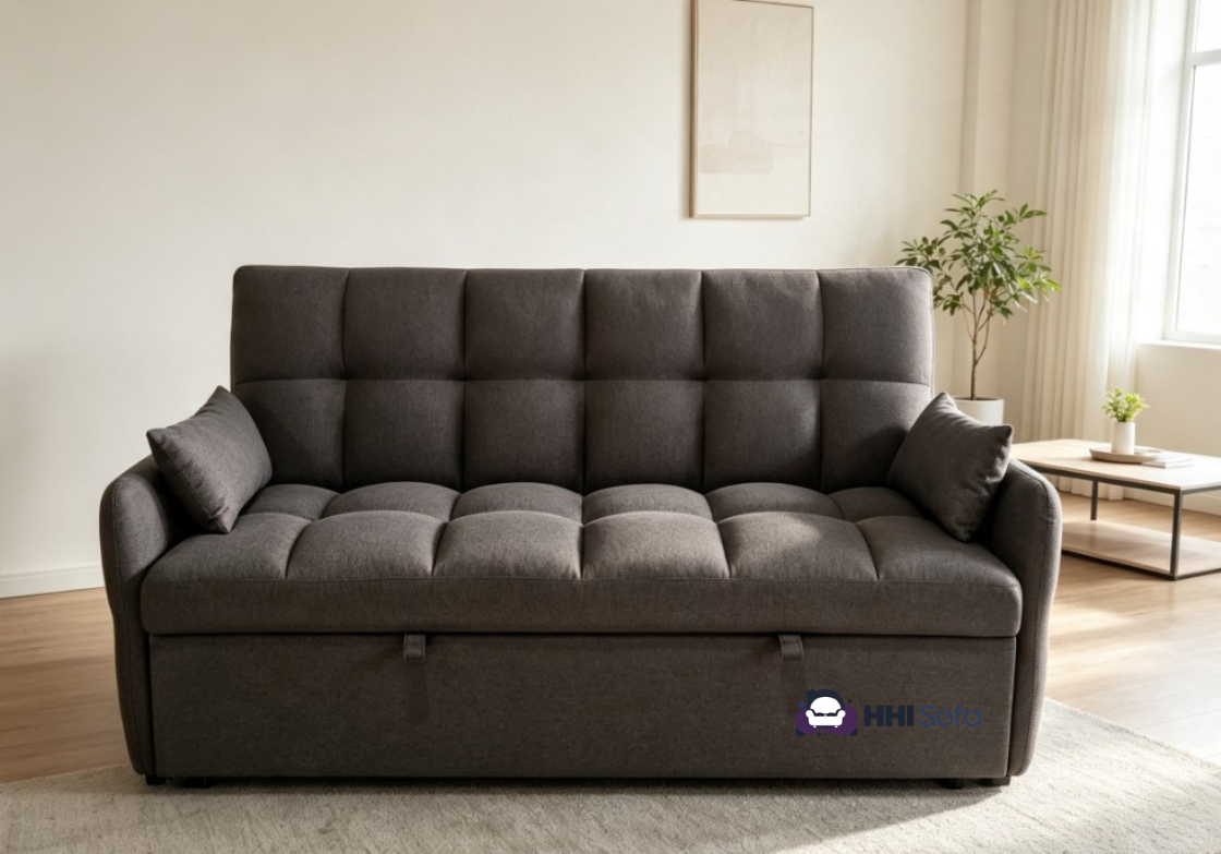 3-Seater Pull-Out Fabric Sofa Bed with Cushions
