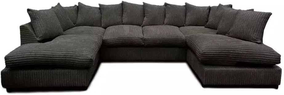 Luxury Jumbo Cord Scatter Back U Shape Sofa