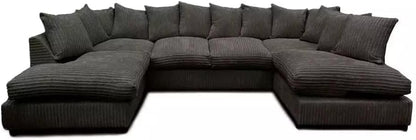 Luxury Jumbo Cord Scatter Back U Shape Sofa