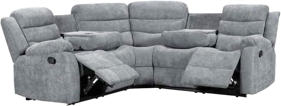 Manual Grey Recliner Sofa Set