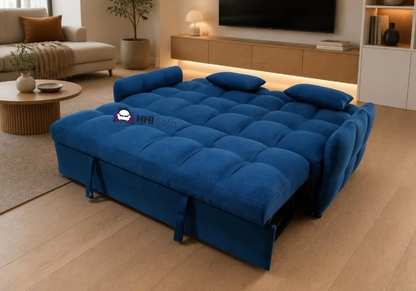 3-Seater Pull-Out Fabric Sofa Bed with Cushions
