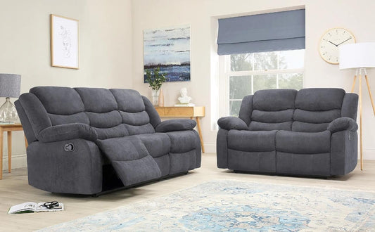 Manual Grey Recliner Sofa Set
