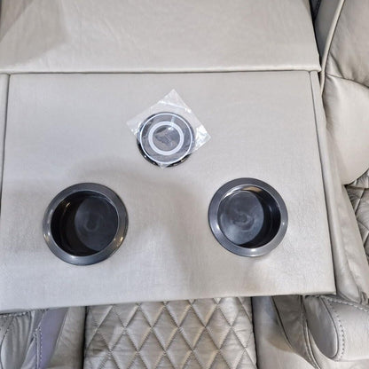 Grey Electric Recliner Leather Sofa Set