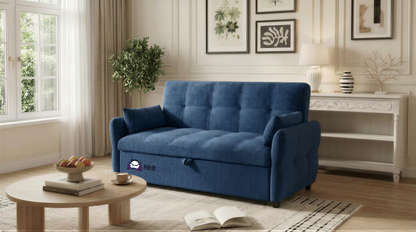 3-Seater Pull-Out Fabric Sofa Bed with Cushions