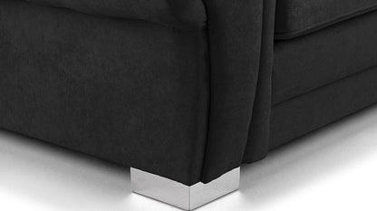 Large Verona Black Suede Fabric Corner Sofa