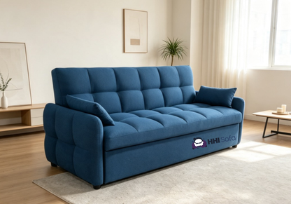 3-Seater Pull-Out Fabric Sofa Bed with Cushions