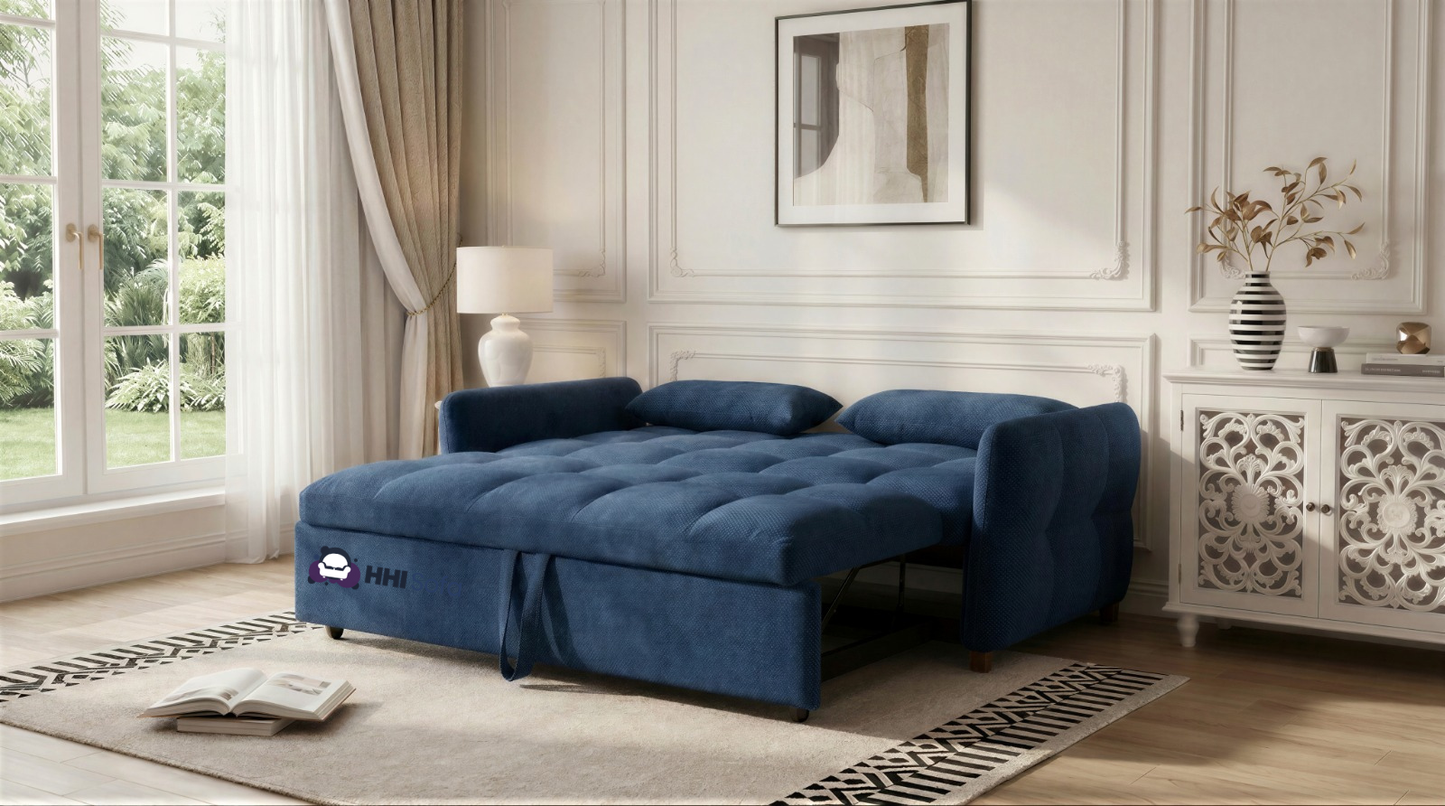 3-Seater Pull-Out Fabric Sofa Bed with Cushions