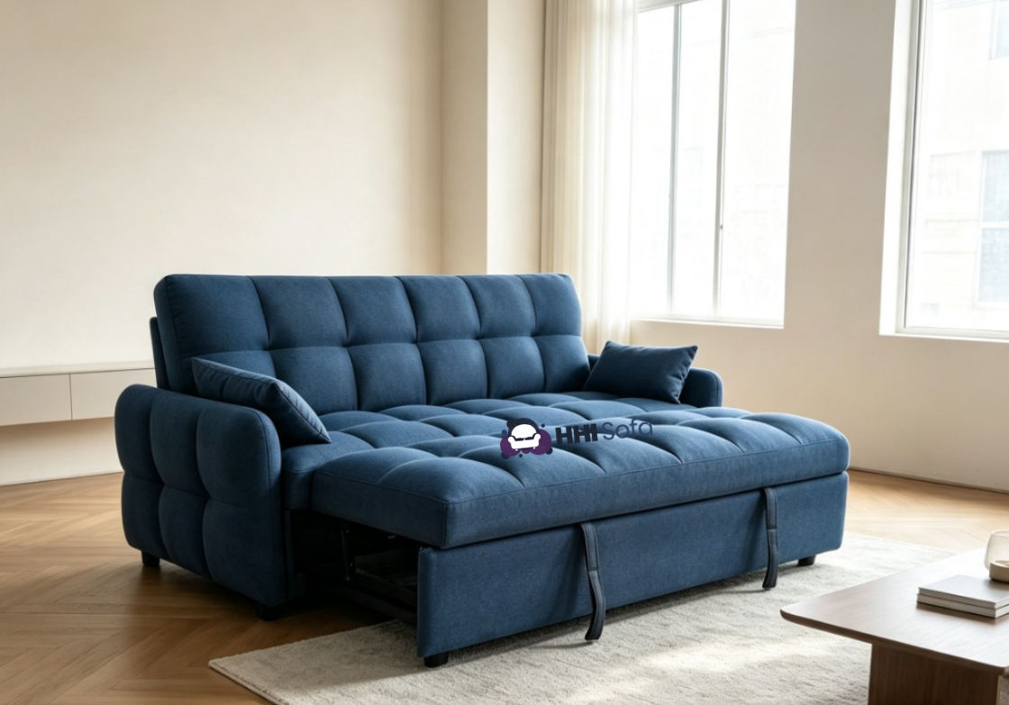 3-Seater Pull-Out Fabric Sofa Bed with Cushions