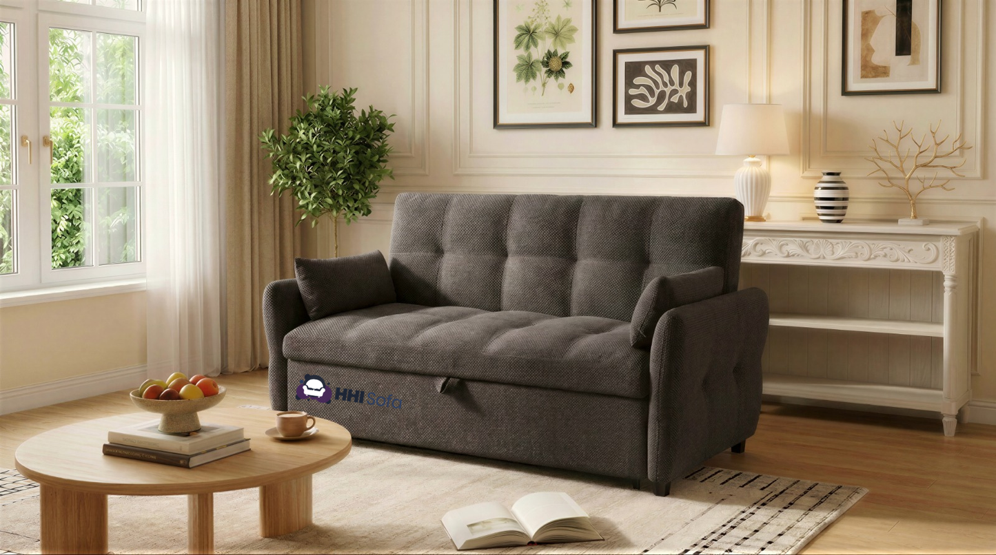 3-Seater Pull-Out Fabric Sofa Bed with Cushions