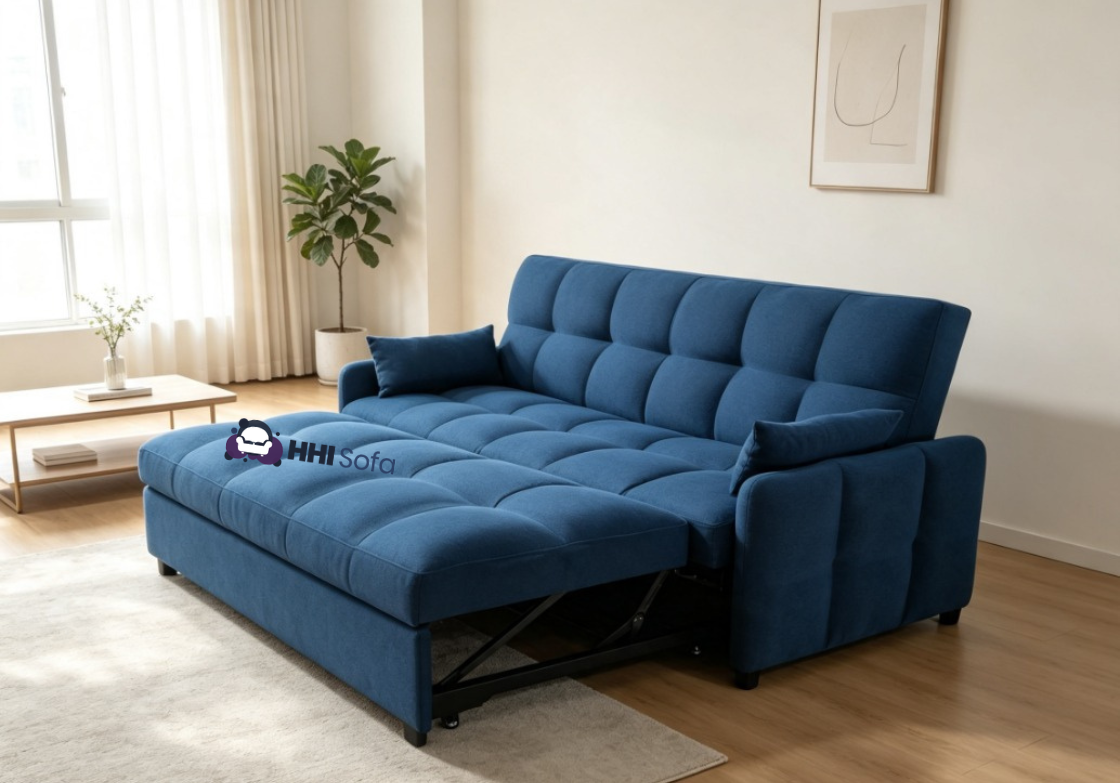 3-Seater Pull-Out Fabric Sofa Bed with Cushions