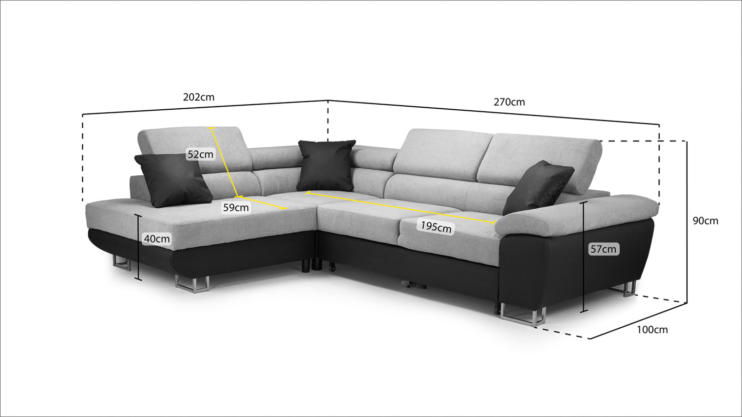Anton Black & Grey Fabric Sofa Bed
