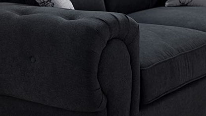 Black Suede Fabric Corner Sofa