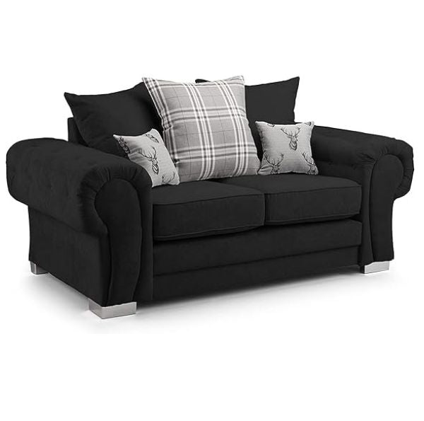 Black Suede Fabric Sofa Set