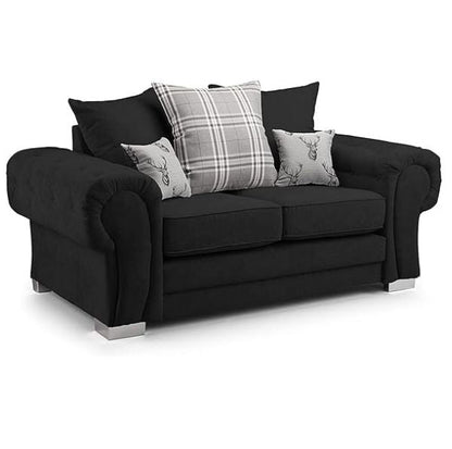 Black Suede Fabric Sofa Set