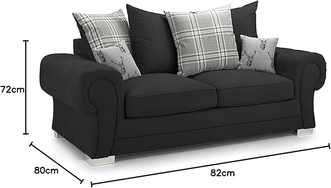 Black Suede Fabric Sofa Set