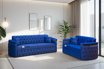 Turkish Chesterfield Plush Velvet 3+2 Seater Sofa Bed