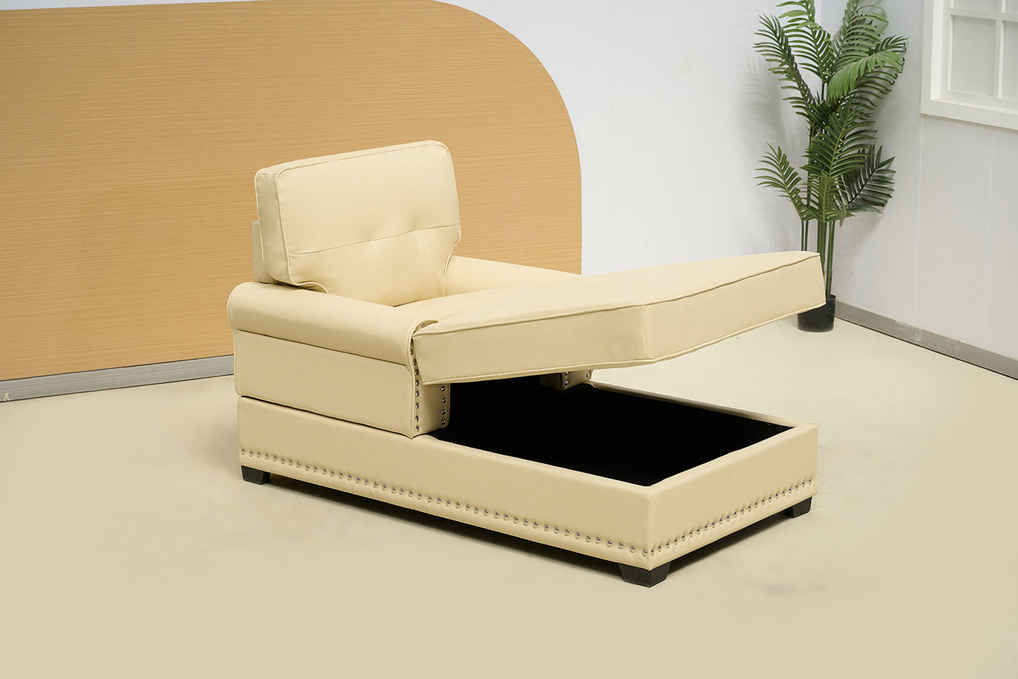 Air Leather Chaise Lounge Sofa Bed