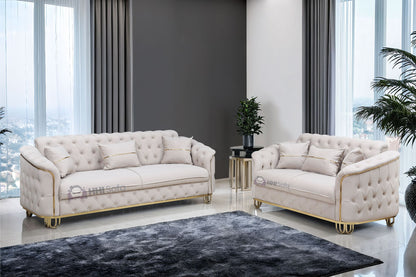 Turkish Chesterfield Plush Velvet Fabric 3+2 Seater Sofa