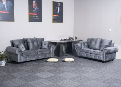 Grey Plush Sofa Set 3+2+1 Seater