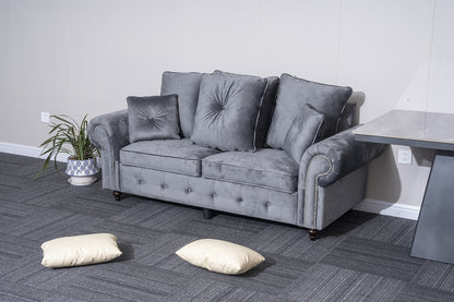 Grey Plush Sofa Set 3+2+1 Seater