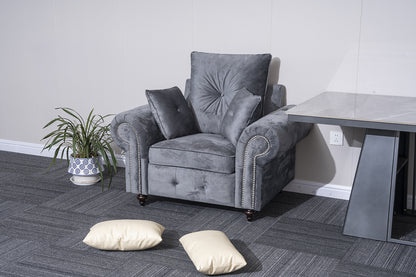 Grey Plush Sofa Set 3+2+1 Seater