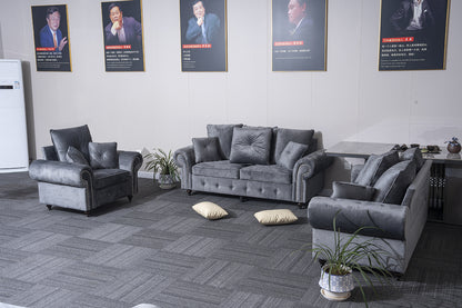 Grey Plush Sofa Set 3+2+1 Seater