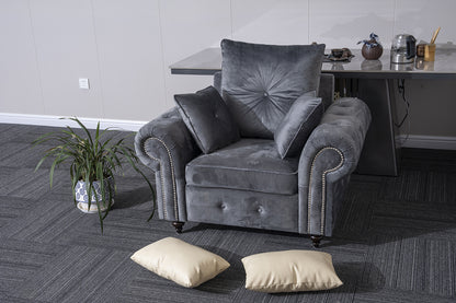 Grey Plush Sofa Set 3+2+1 Seater