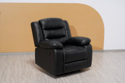 Black Manual Recliner Leather Sofa Set