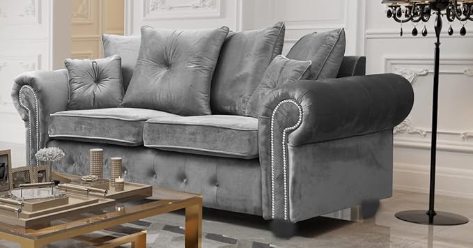 Grey Plush Sofa Set 3+2+1 Seater