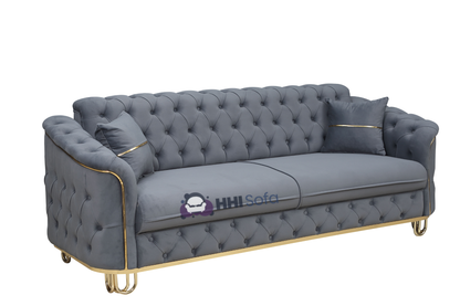 Turkish Chesterfield Plush Velvet Fabric 3+2 Seater Sofa