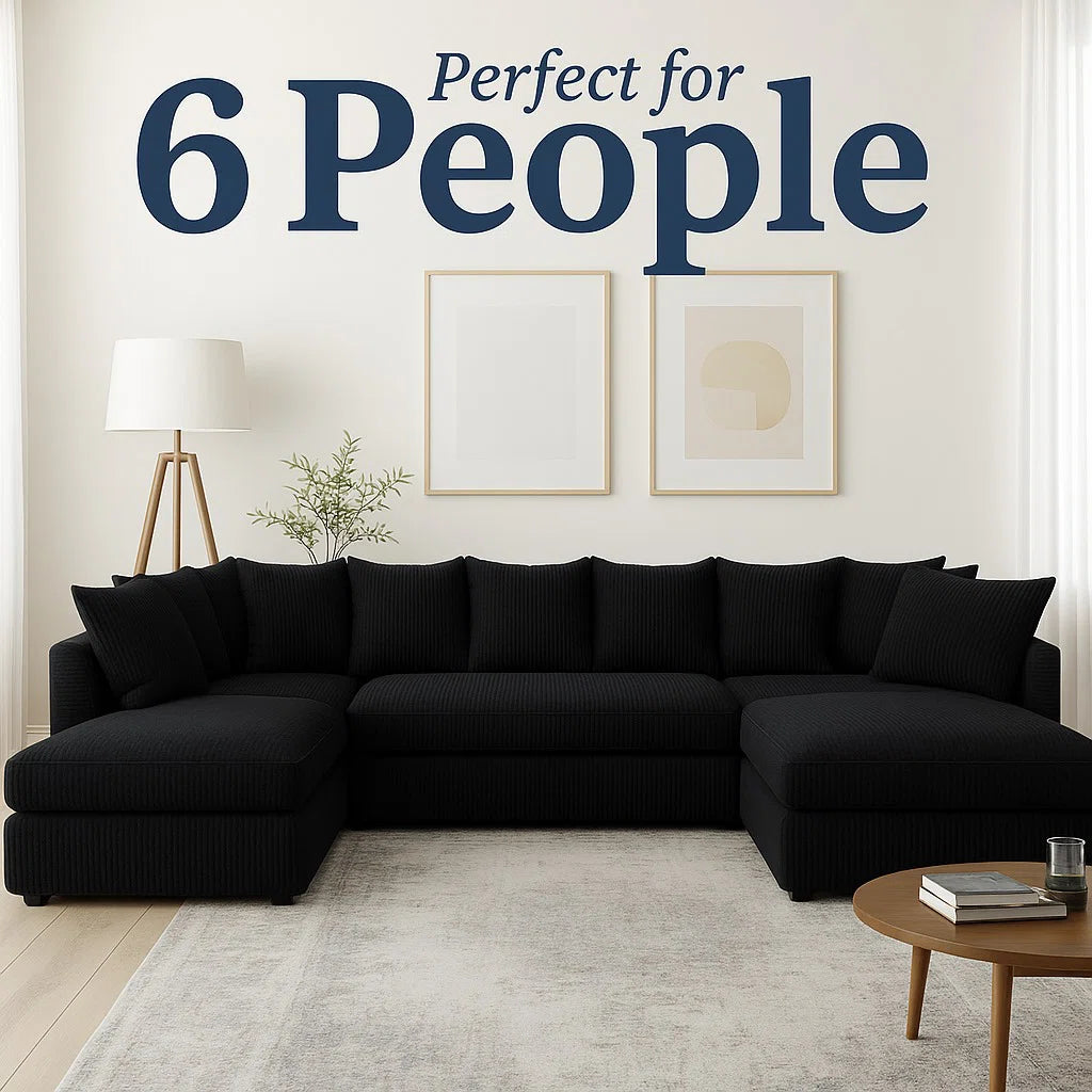 Luxury Jumbo Cord Scatter Back U Shape Sofa