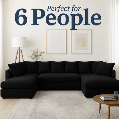 Luxury Jumbo Cord Scatter Back U Shape Sofa