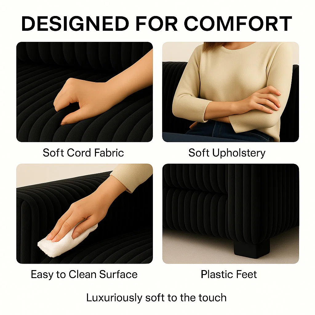 Luxury Jumbo Cord Scatter Back U Shape Sofa